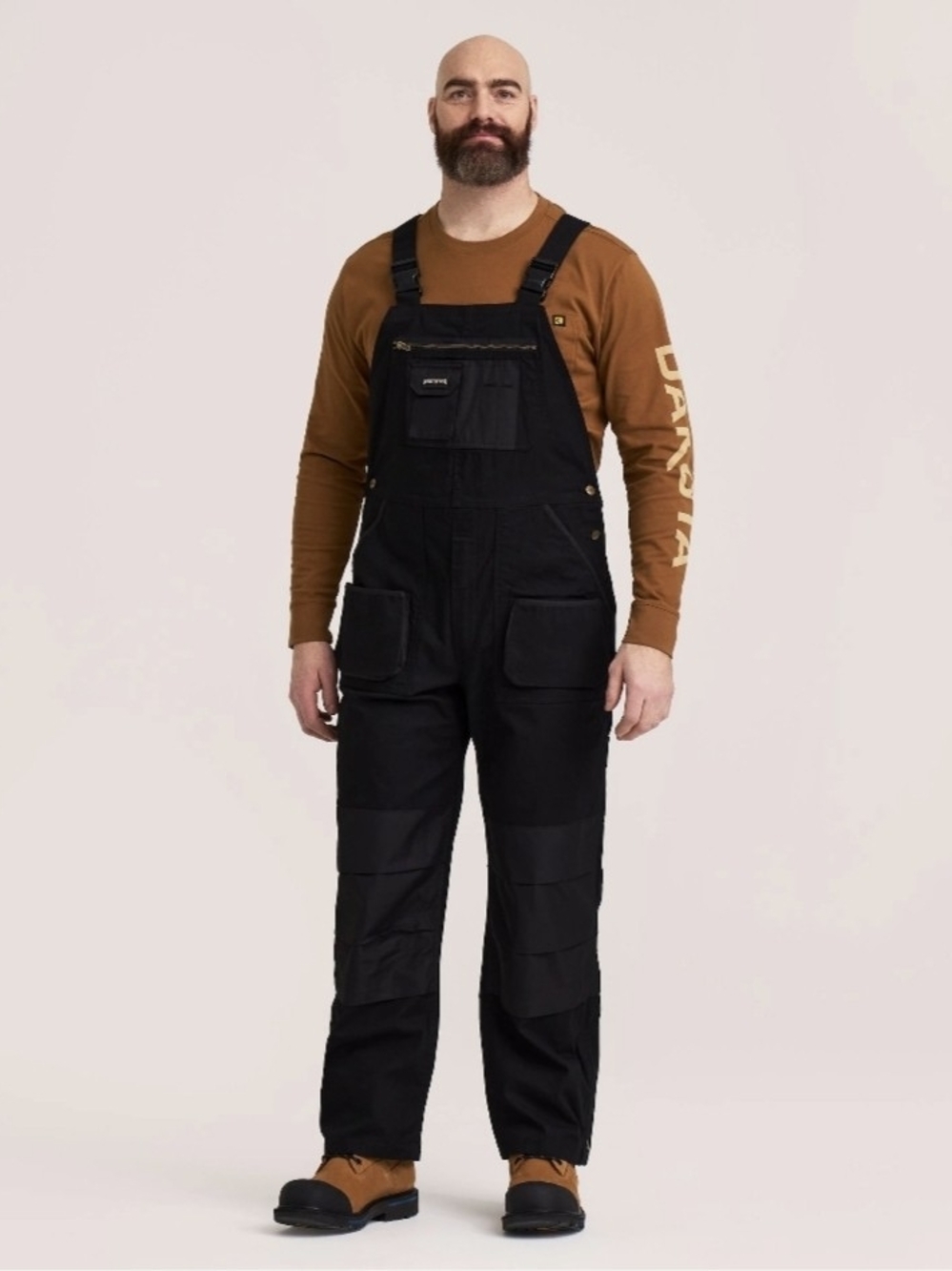 Black Men's Cargo Bib Overalls with Utility Pockets Small